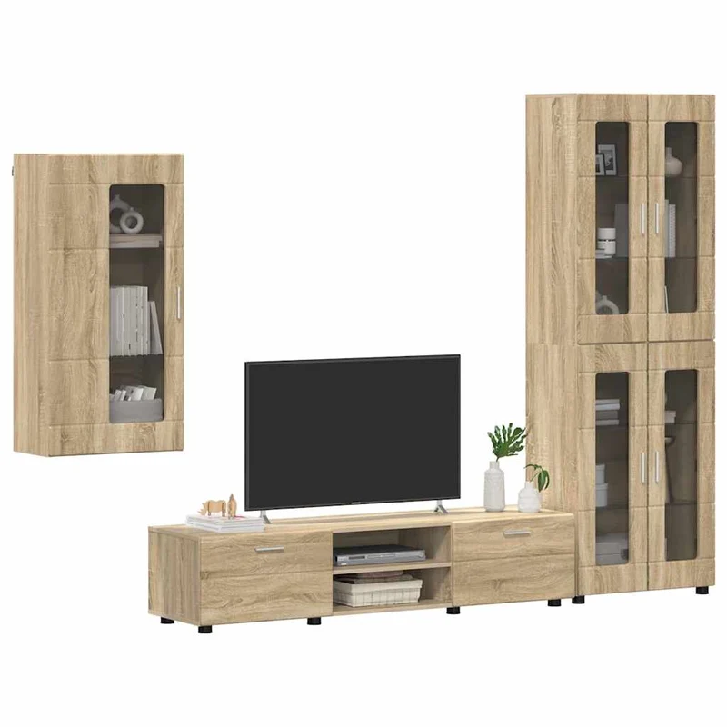 Fernsehmöbel-Set mit Lowboard und Wandschränken