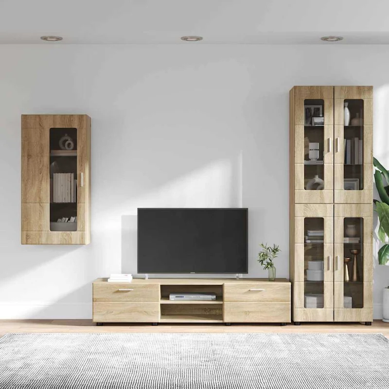 Fernsehmöbel-Set mit Lowboard und Wandschränken