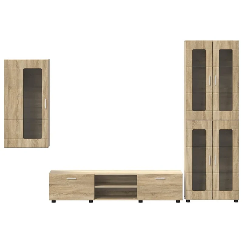 Fernsehmöbel-Set mit Lowboard und Wandschränken