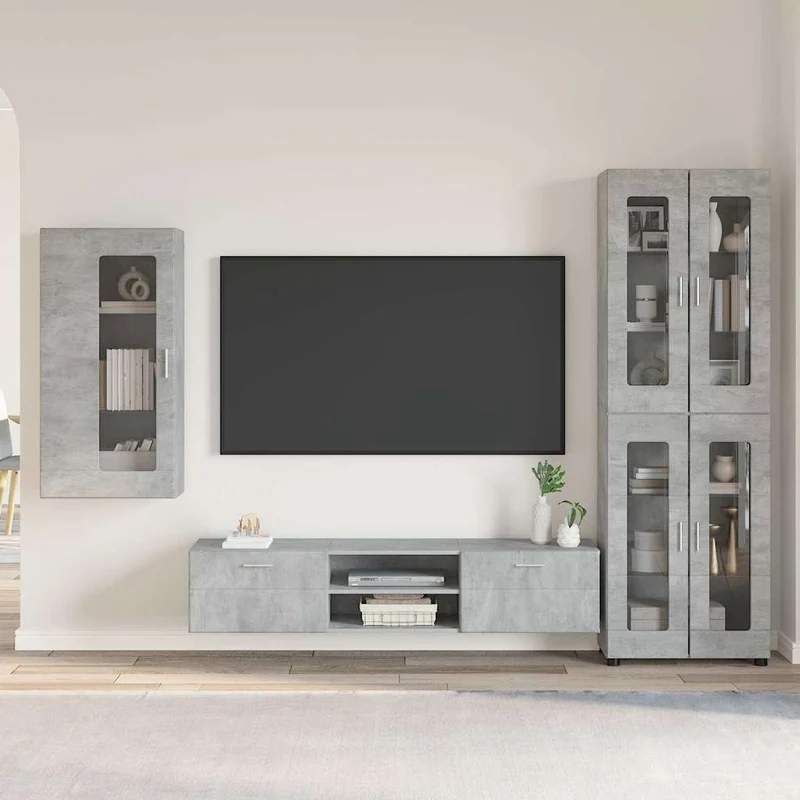 Fernsehmöbel-Set mit Lowboard und Wandschränken