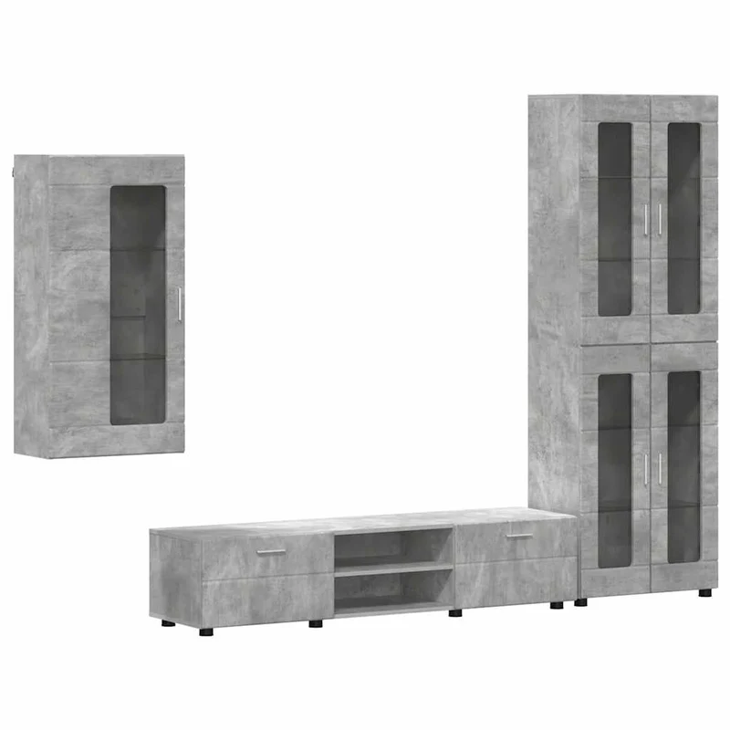 Fernsehmöbel-Set mit Lowboard und Wandschränken