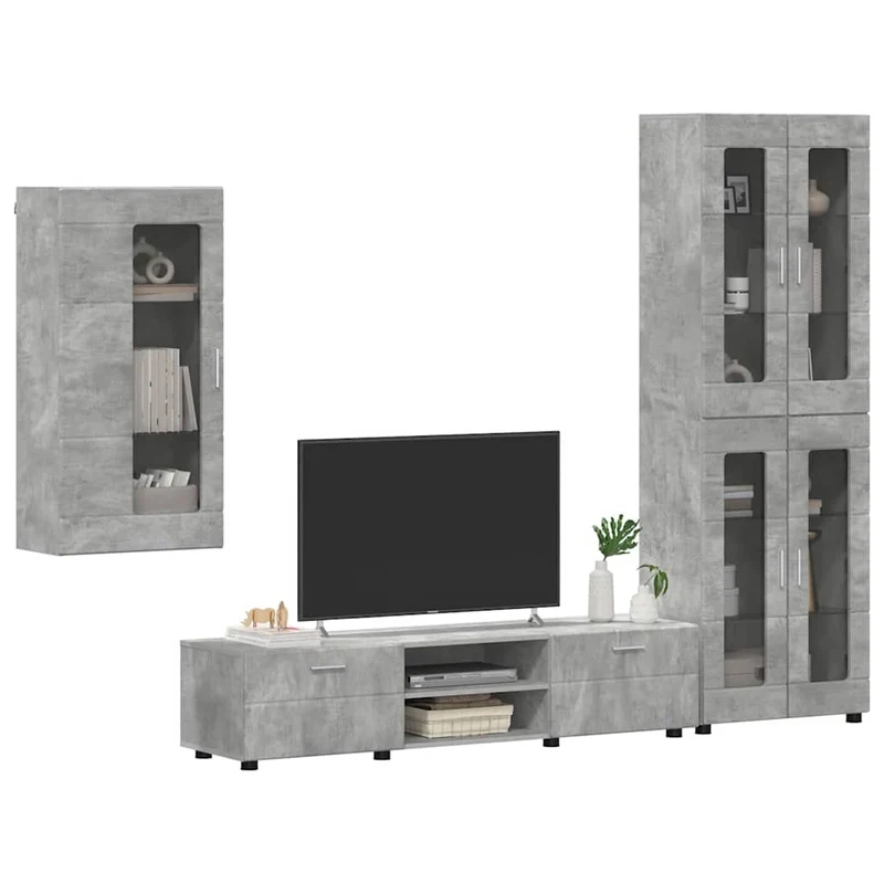 Fernsehmöbel-Set mit Lowboard und Wandschränken