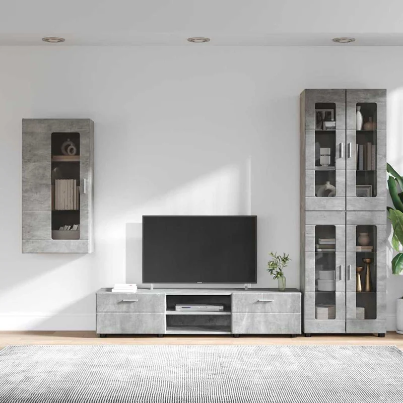 Fernsehmöbel-Set mit Lowboard und Wandschränken