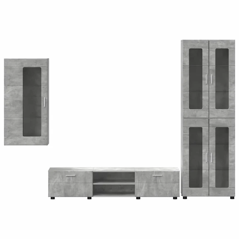 Fernsehmöbel-Set mit Lowboard und Wandschränken