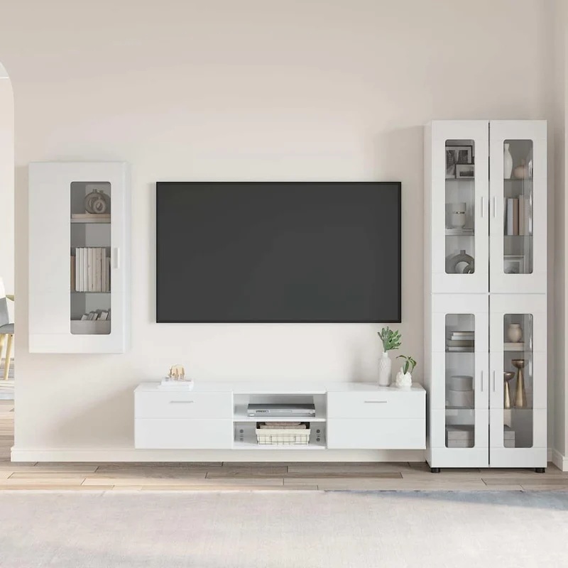 Fernsehmöbel-Set mit Lowboard und Wandschränken