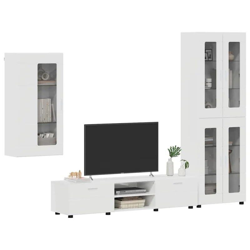 Fernsehmöbel-Set mit Lowboard und Wandschränken