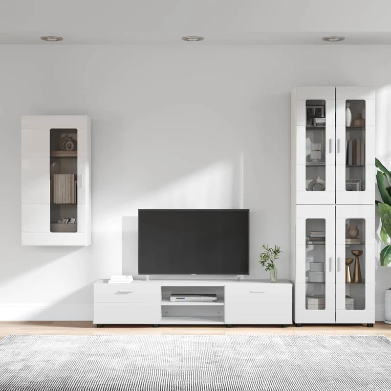 Fernsehmöbel-Set mit Lowboard und Wandschränken