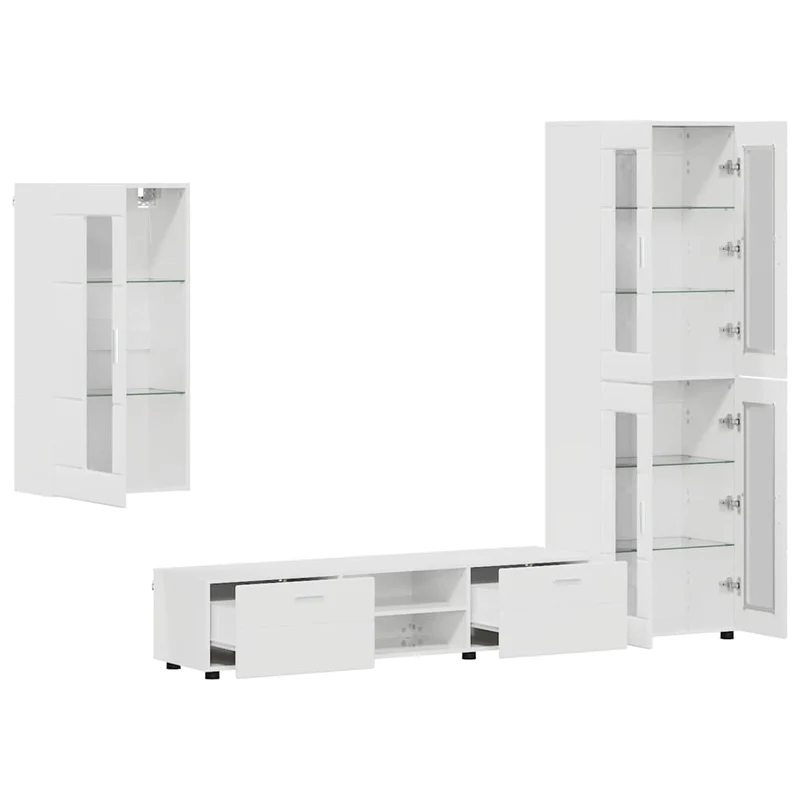 Fernsehmöbel-Set mit Lowboard und Wandschränken