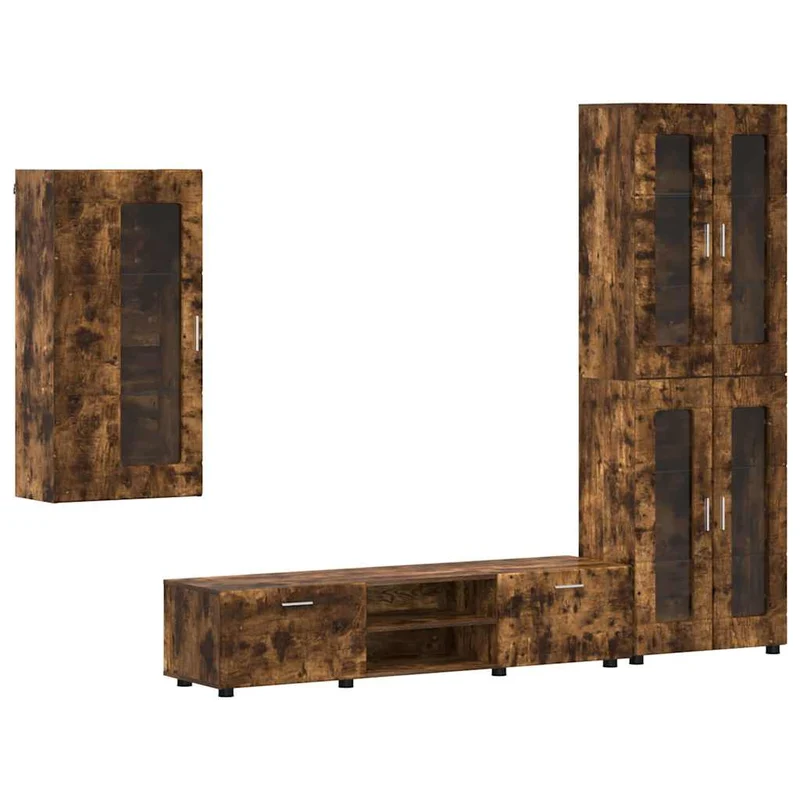 Fernsehmöbel-Set mit Lowboard und Wandschränken