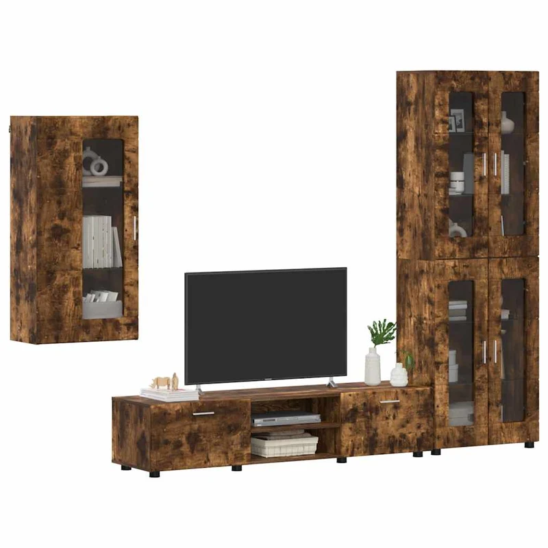 Fernsehmöbel-Set mit Lowboard und Wandschränken