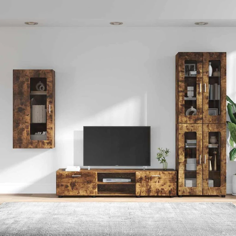 Fernsehmöbel-Set mit Lowboard und Wandschränken