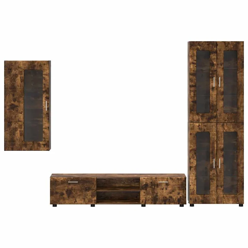 Fernsehmöbel-Set mit Lowboard und Wandschränken