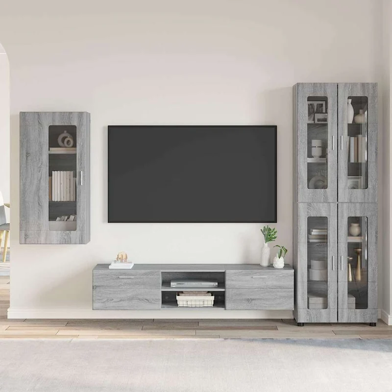 Fernsehmöbel-Set mit Lowboard und Wandschränken