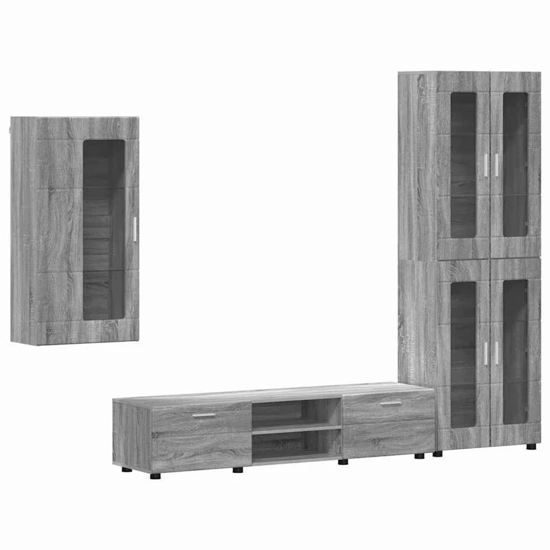 Fernsehmöbel-Set mit Lowboard und Wandschränken