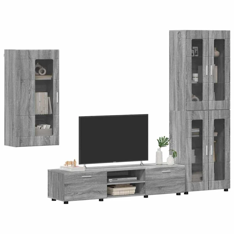 Fernsehmöbel-Set mit Lowboard und Wandschränken