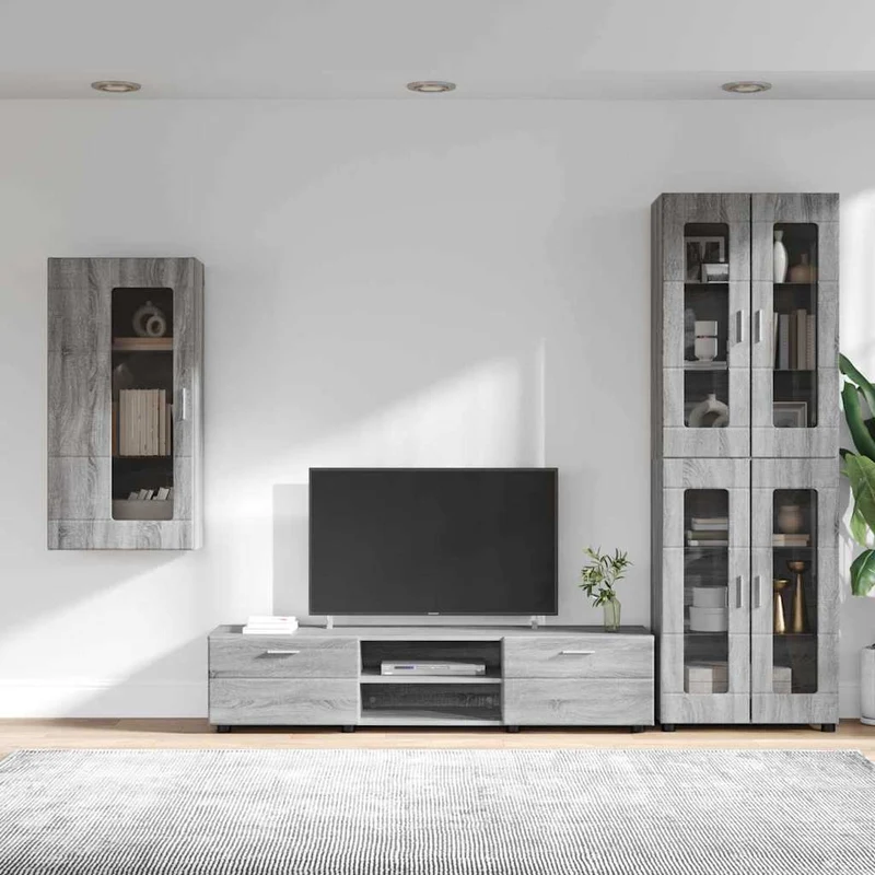 Fernsehmöbel-Set mit Lowboard und Wandschränken