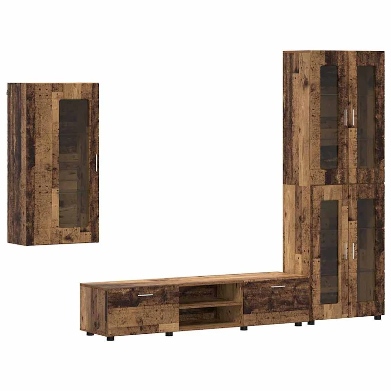Fernsehmöbel-Set mit Lowboard und Wandschränken