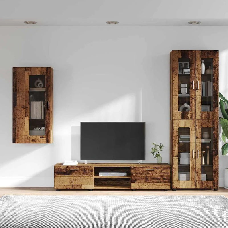 Fernsehmöbel-Set mit Lowboard und Wandschränken