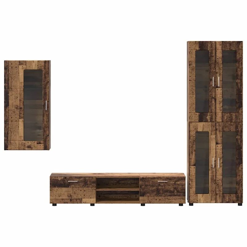 Fernsehmöbel-Set mit Lowboard und Wandschränken