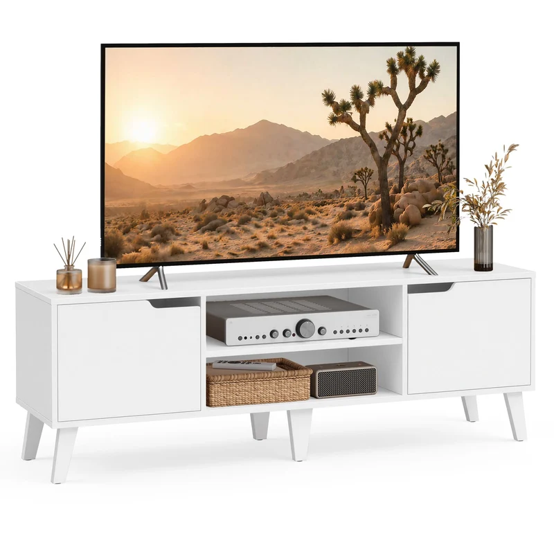 TV-Schrank mit verstellbarer Ablage im Übergangsstil Wohnzimmer