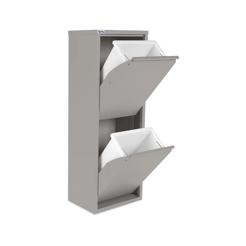 Mülltrenner aus Stahl mit 2/4 Eimern – Weißaluminium