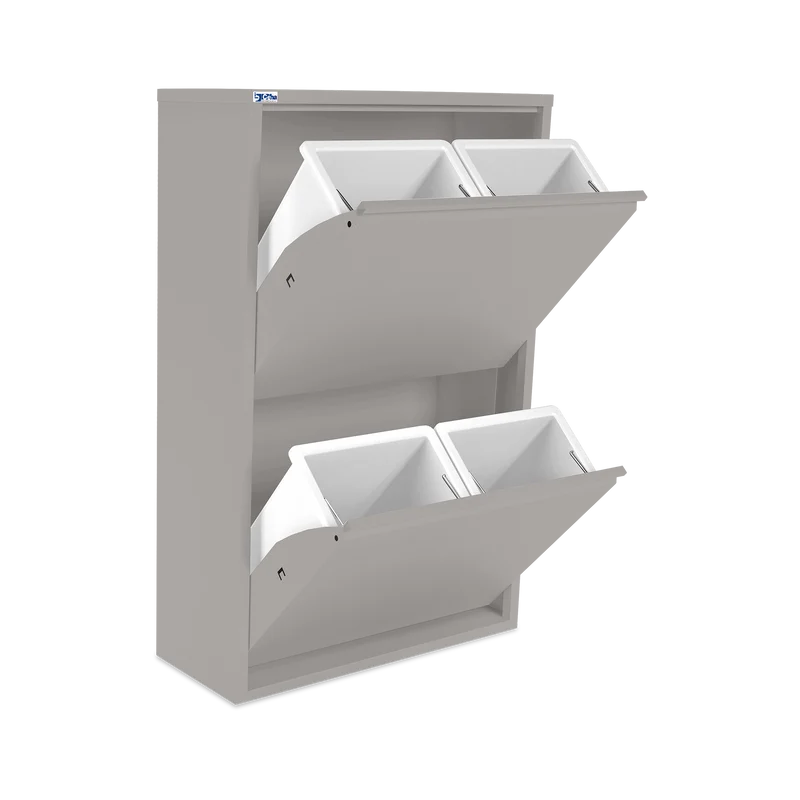 Mülltrenner aus Stahl mit 2/4 Eimern – Weißaluminium