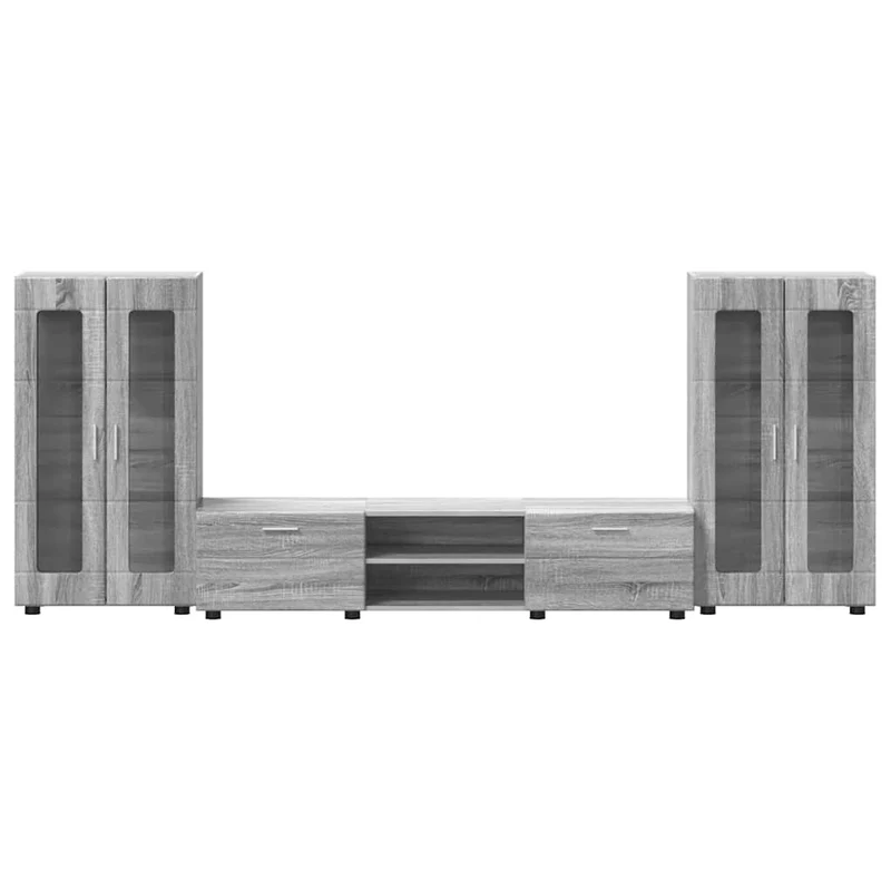TV-Lowboard mit 2 Vitrinenschränken 3-tlg