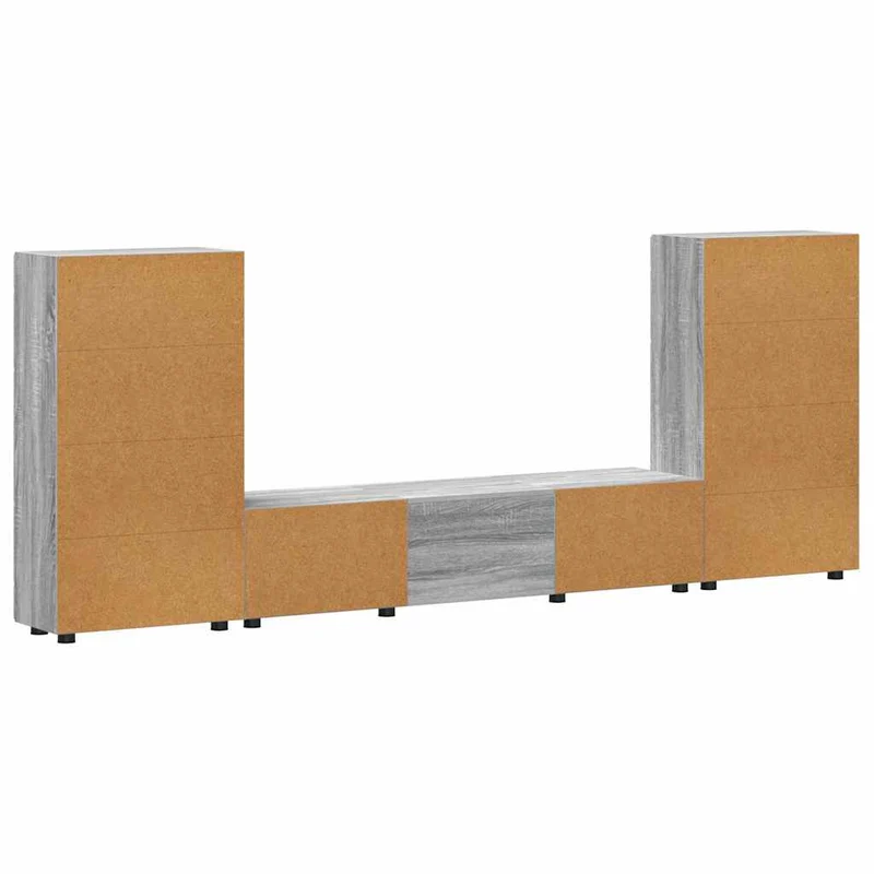 TV-Lowboard mit 2 Vitrinenschränken 3-tlg