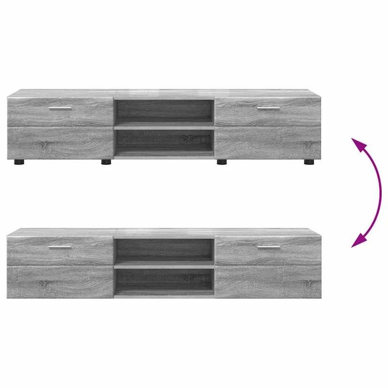 TV-Lowboard mit 2 Vitrinenschränken 3-tlg
