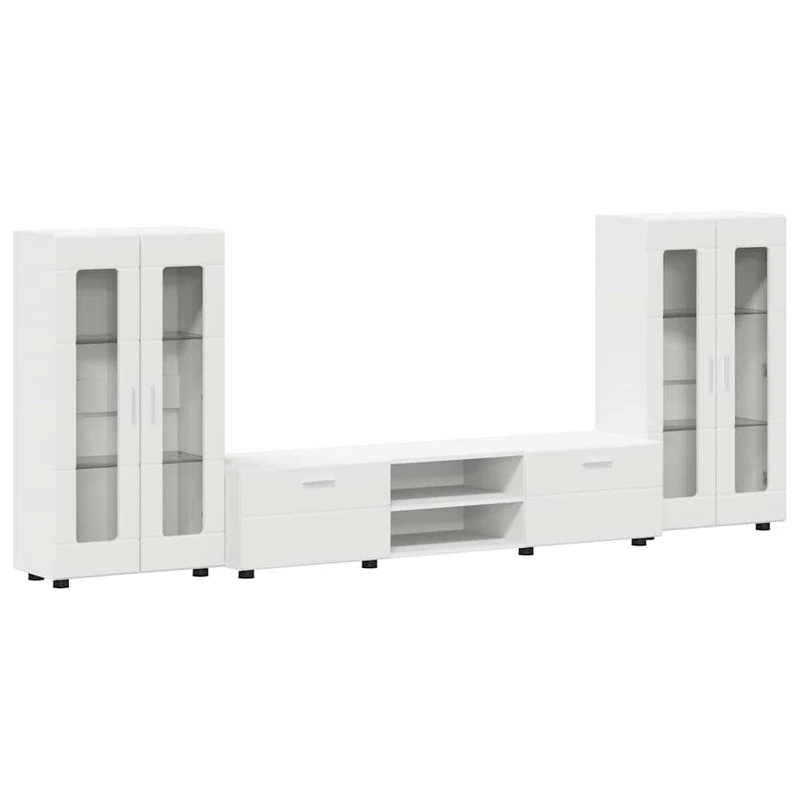 TV-Lowboard mit 2 Vitrinenschränken 3-tlg