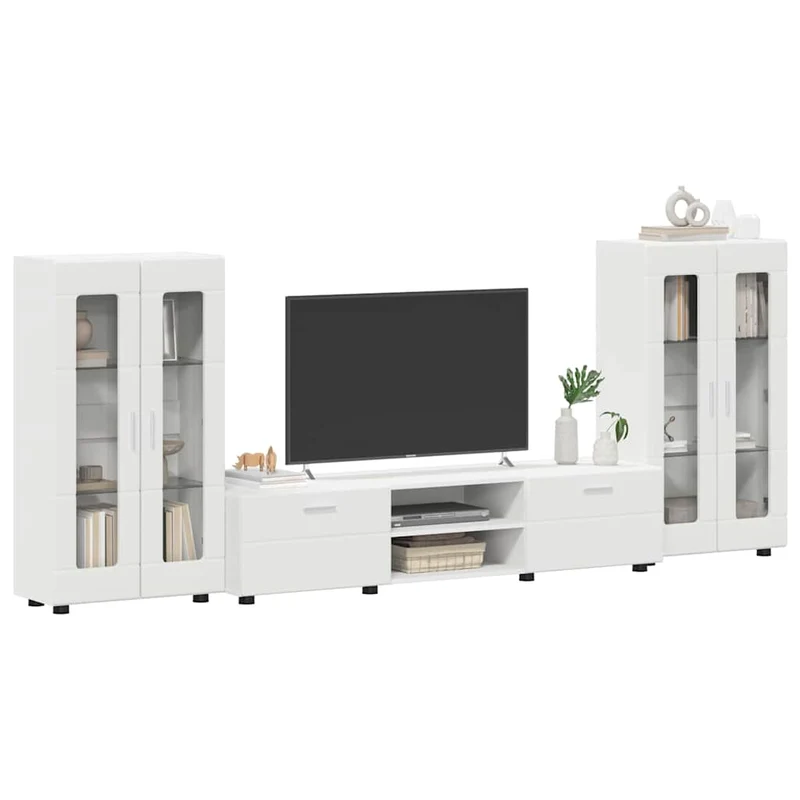 TV-Lowboard mit 2 Vitrinenschränken 3-tlg