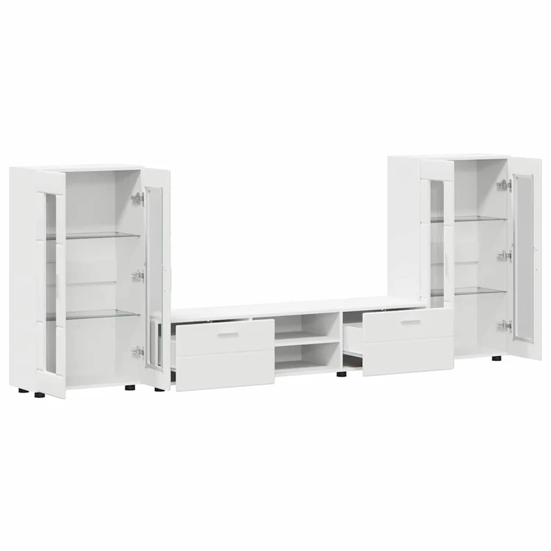 TV-Lowboard mit 2 Vitrinenschränken 3-tlg