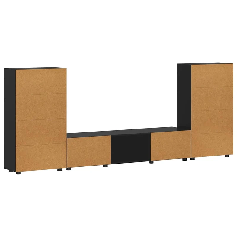 TV-Lowboard mit 2 Vitrinenschränken 3-tlg
