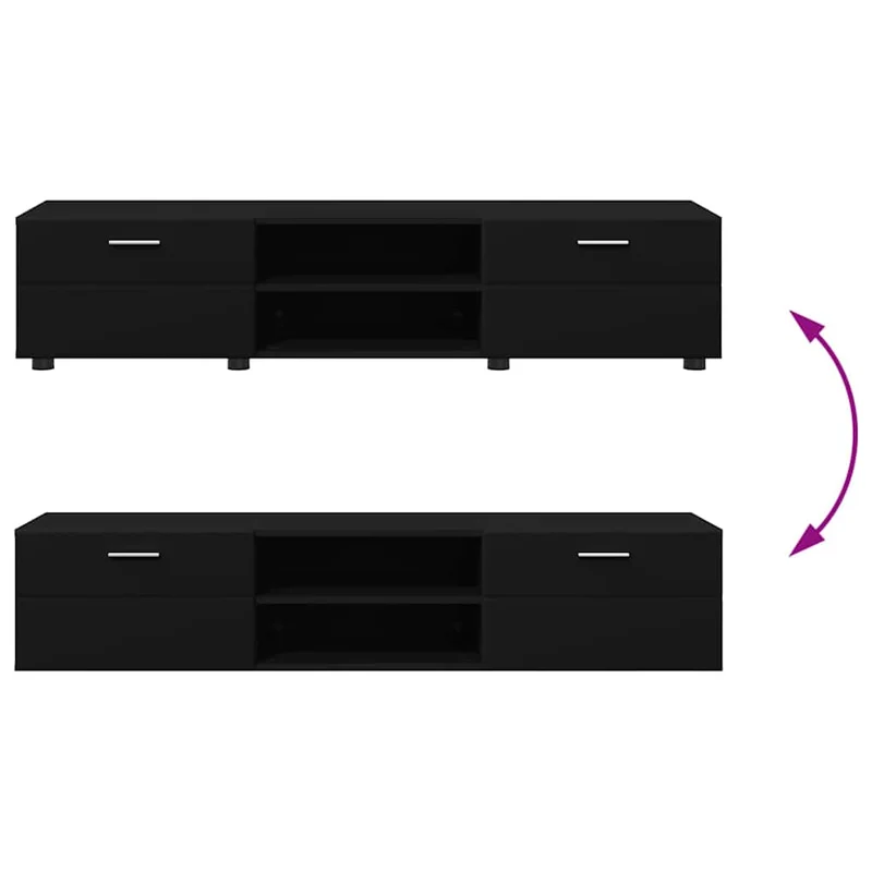 TV-Lowboard mit 2 Vitrinenschränken 3-tlg