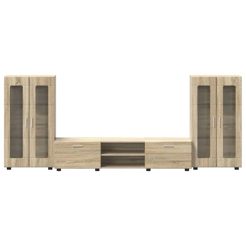 TV-Lowboard mit 2 Vitrinenschränken 3-tlg