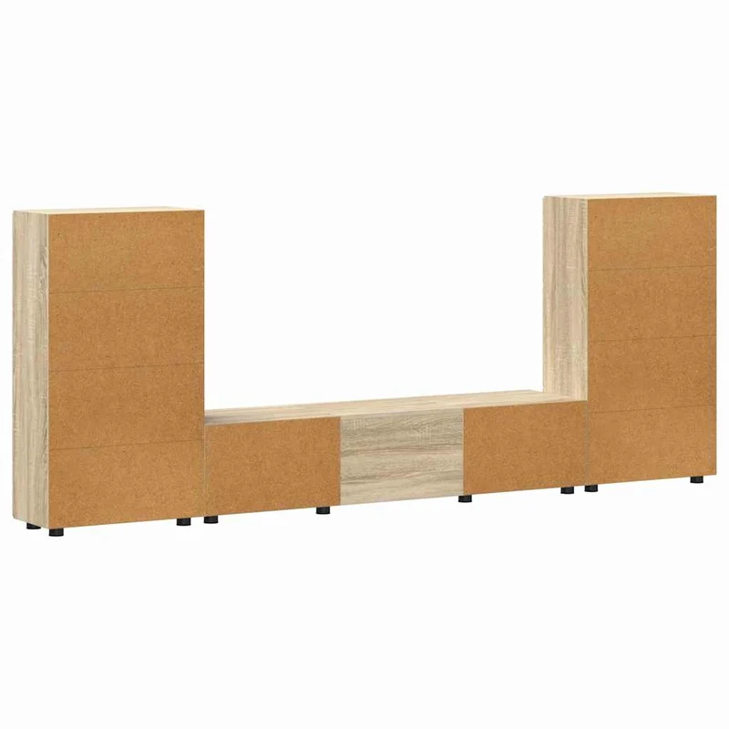 TV-Lowboard mit 2 Vitrinenschränken 3-tlg