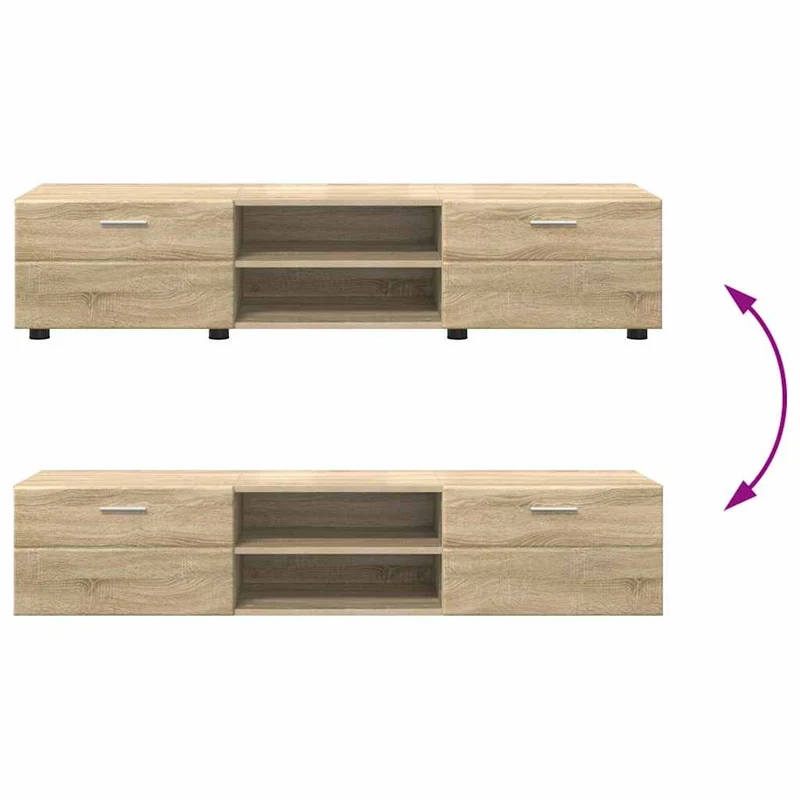 TV-Lowboard mit 2 Vitrinenschränken 3-tlg