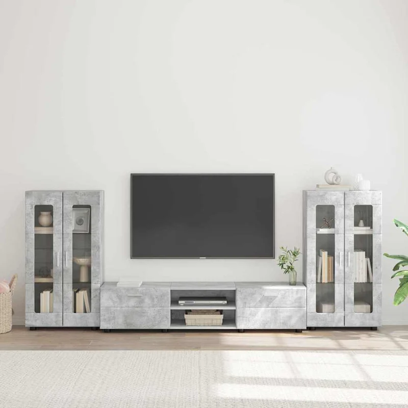 TV-Lowboard mit 2 Vitrinenschränken 3-tlg