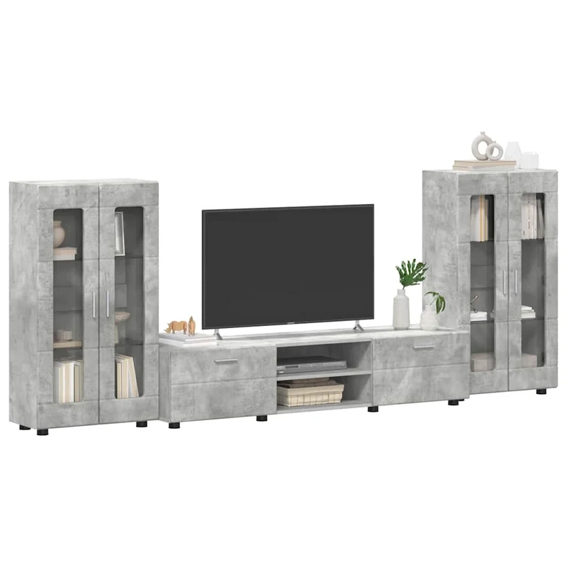 TV-Lowboard mit 2 Vitrinenschränken 3-tlg