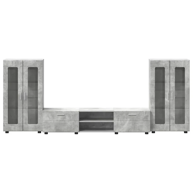 TV-Lowboard mit 2 Vitrinenschränken 3-tlg