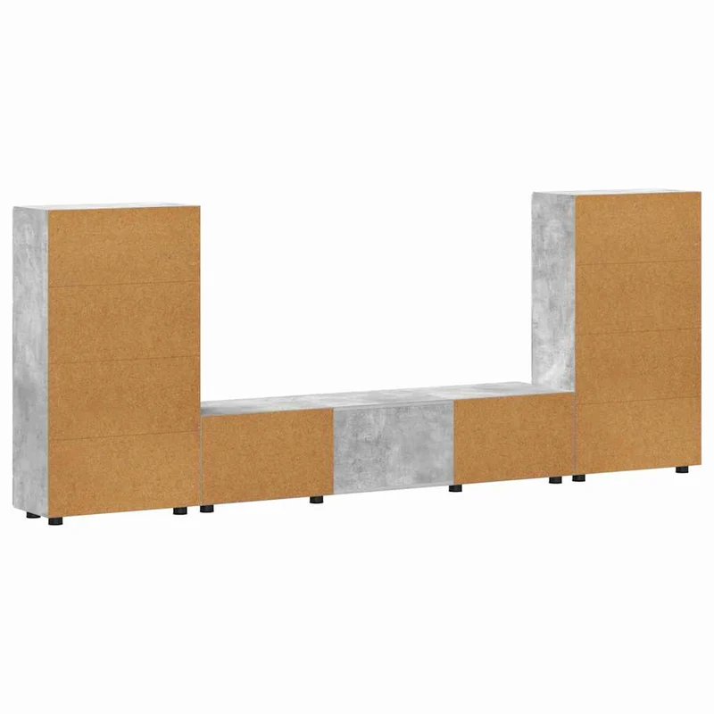 TV-Lowboard mit 2 Vitrinenschränken 3-tlg