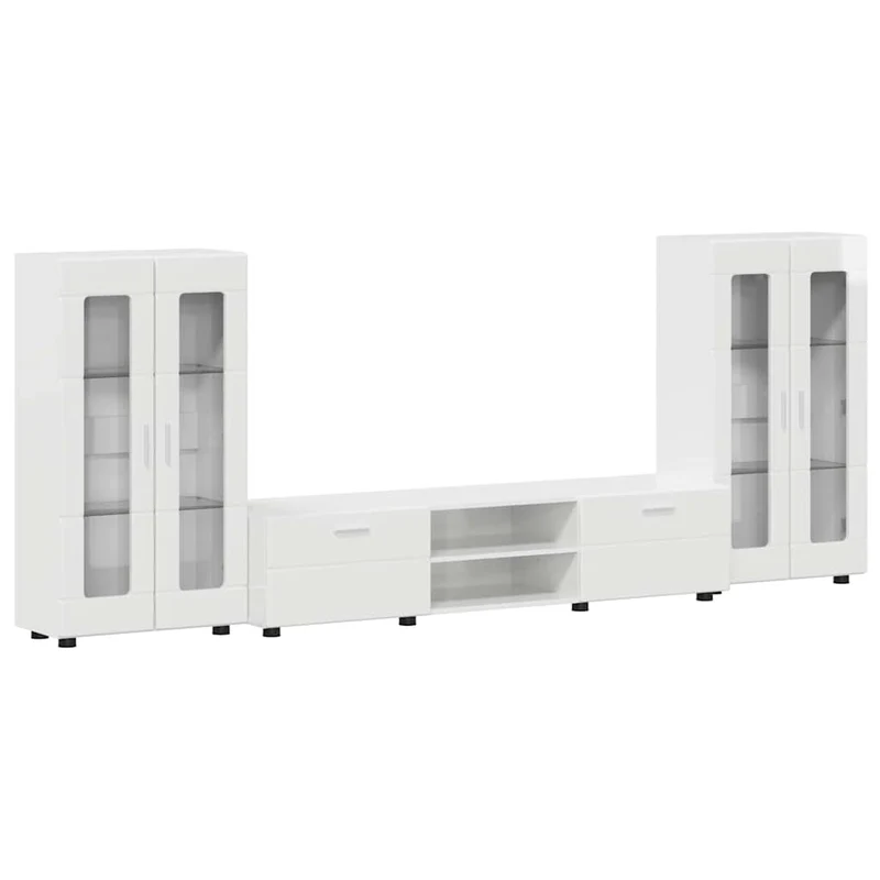 TV-Lowboard mit 2 Vitrinenschränken 3-tlg