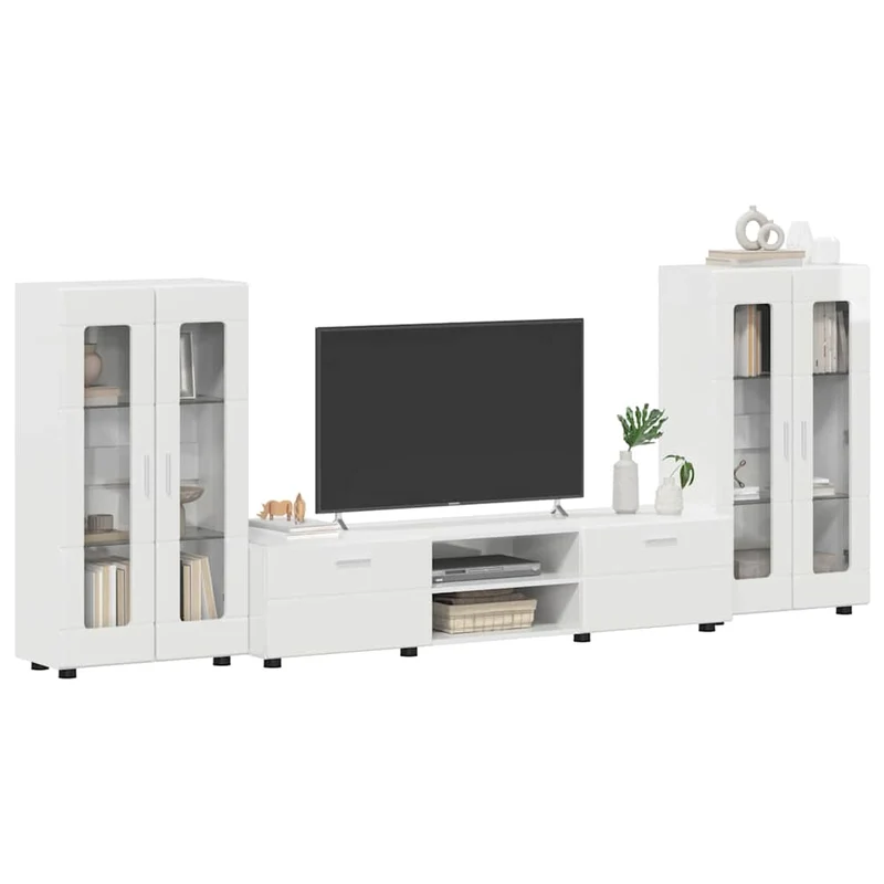 TV-Lowboard mit 2 Vitrinenschränken 3-tlg