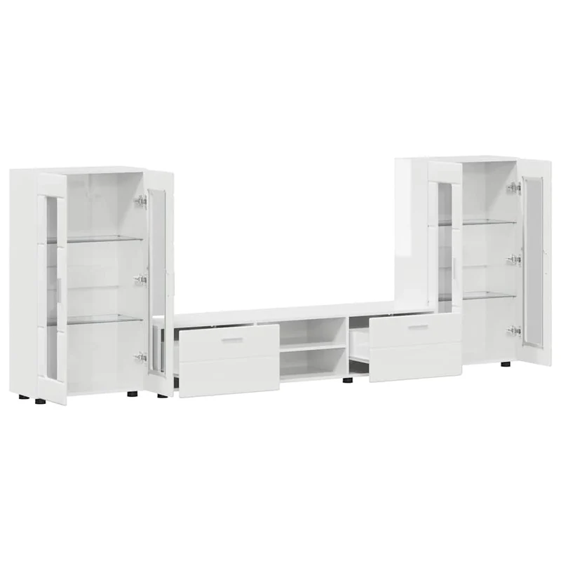TV-Lowboard mit 2 Vitrinenschränken 3-tlg
