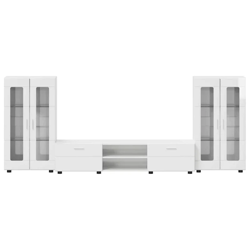 TV-Lowboard mit 2 Vitrinenschränken 3-tlg