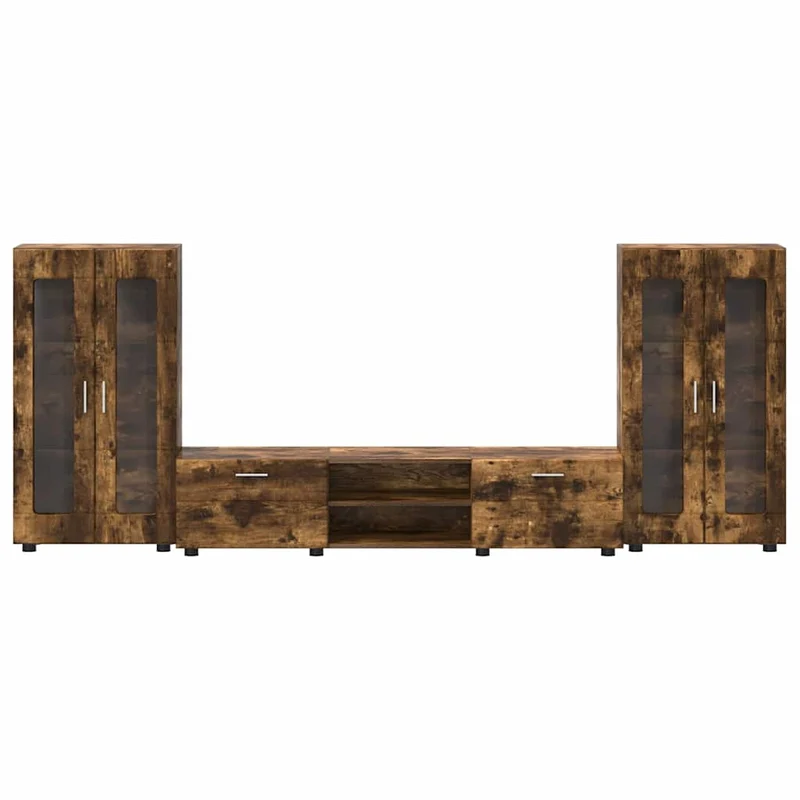 TV-Lowboard mit 2 Vitrinenschränken 3-tlg