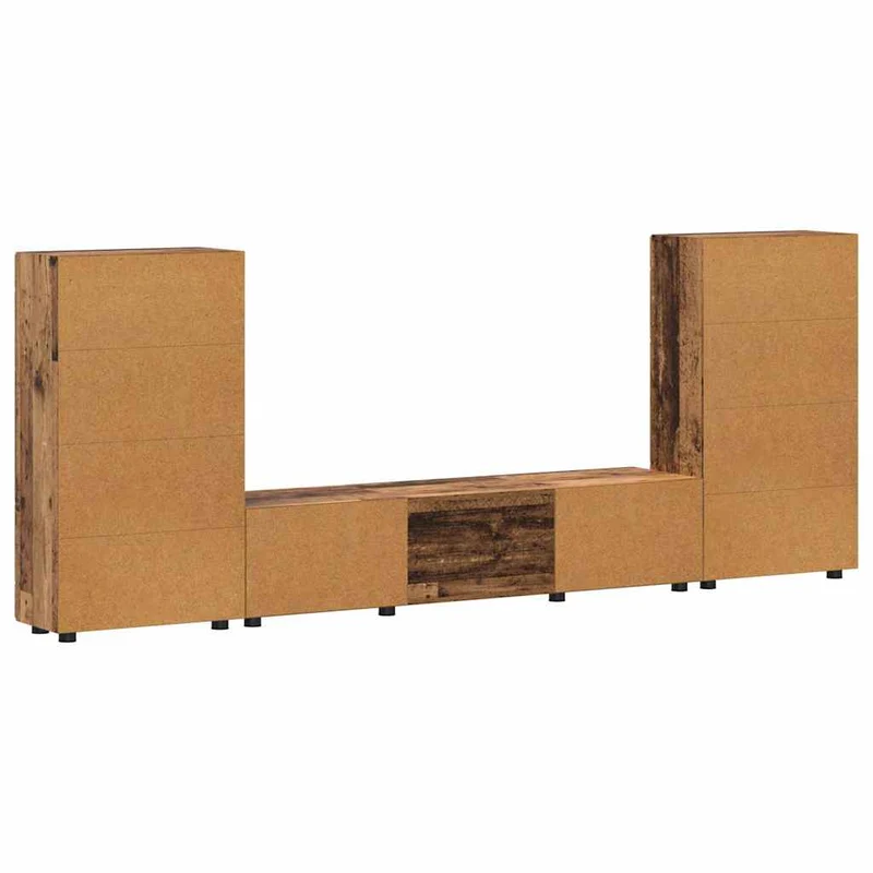 TV-Lowboard mit 2 Vitrinenschränken 3-tlg