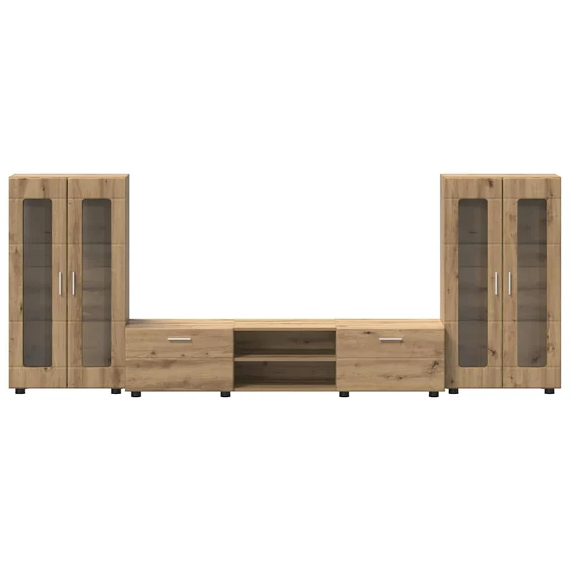 TV-Lowboard mit 2 Vitrinenschränken 3-tlg