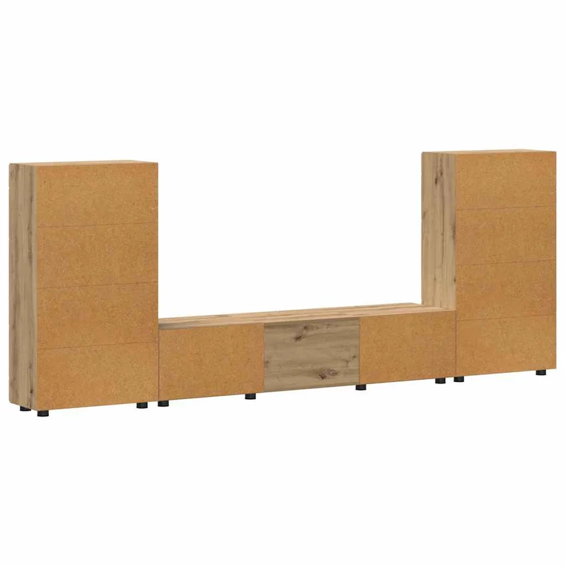 TV-Lowboard mit 2 Vitrinenschränken 3-tlg