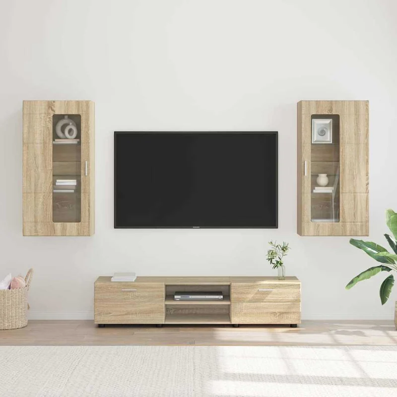 TV-Schrankset mit Wandschränken 3-teilig